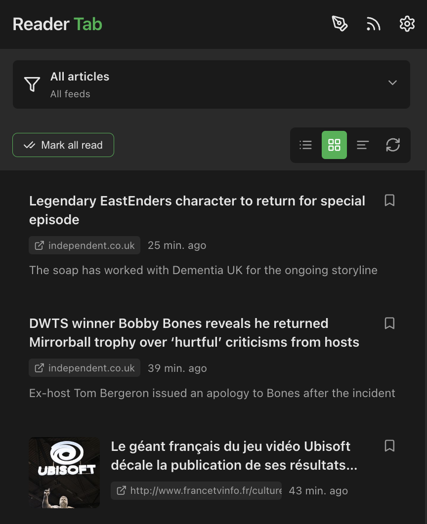 Reader Tab panel preview